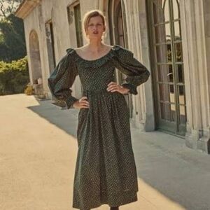 EUC Doen Zarina Dress in Forest Parc Monceau Size Medium